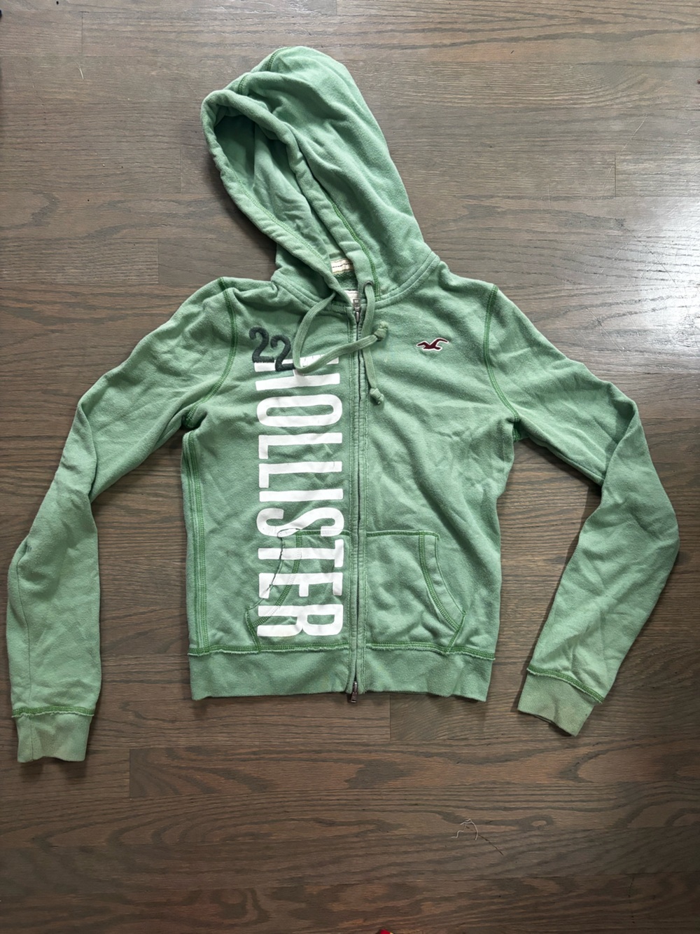 Y2K 2000s vintage Hollister co green full-zip hoodie women’s size Medium